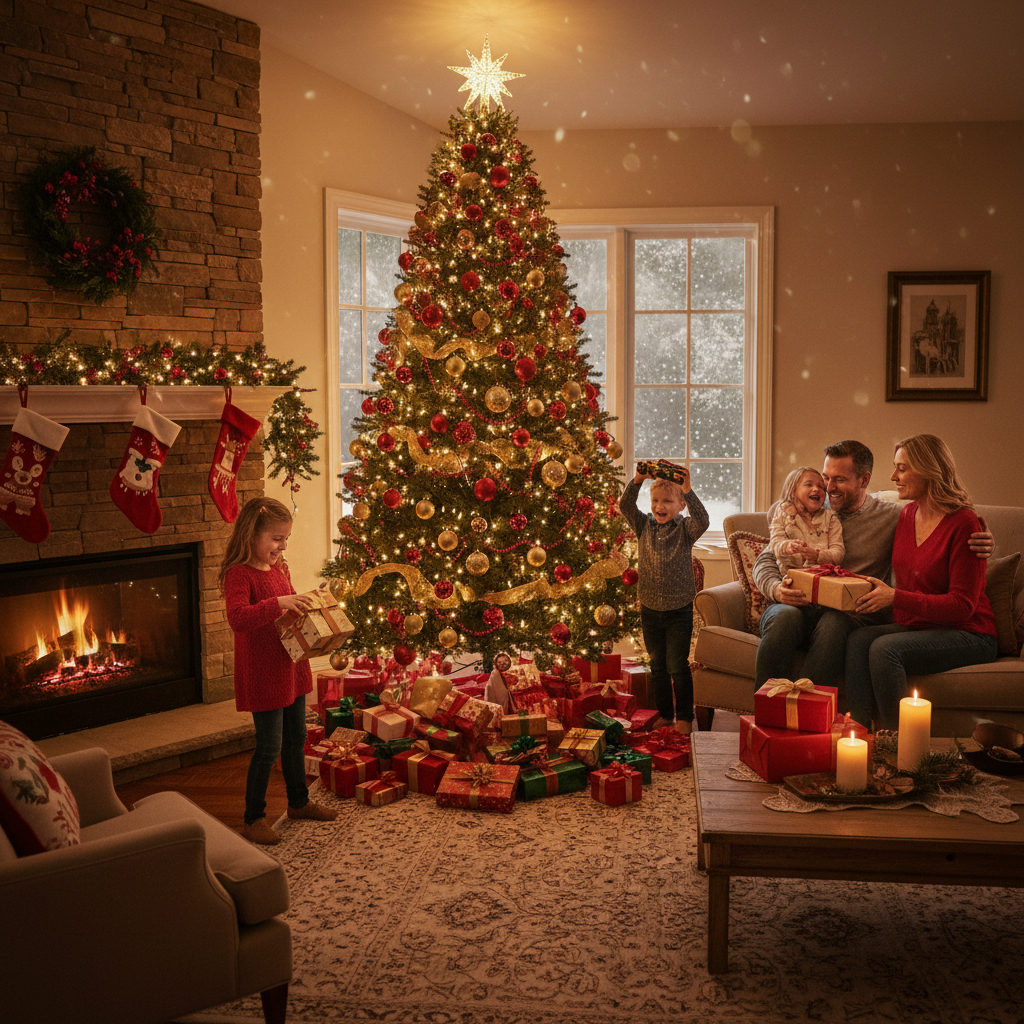 Family Around Christmas Tree